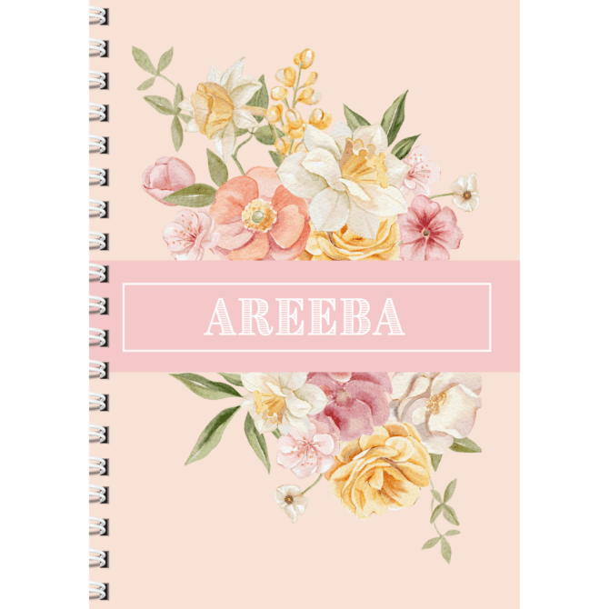 Peach flowers- with your Name Register Notebook/ Peach flowers- with your Name Notebook Journal (A4)
