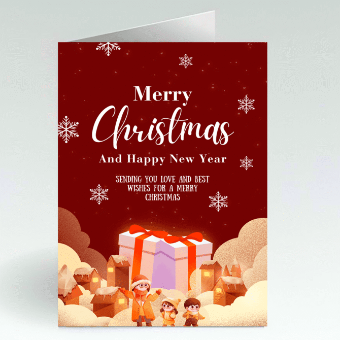 Classic Christmas and New Year Card- Cute Exciting Winters
