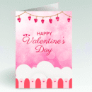 Happy Valentines Day Card- Hanging Hearts