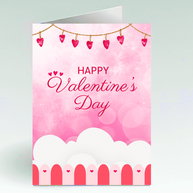 Happy Valentines Day Card- Hanging Hearts