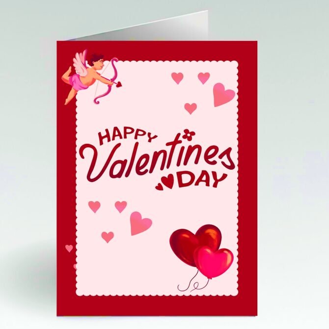 Valentines Day Card with Cupid