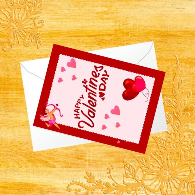 Valentines Day Card with Cupid