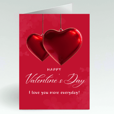 2 Hearts Valentines Day Card- Sweet Charming Romantic- I Love You More