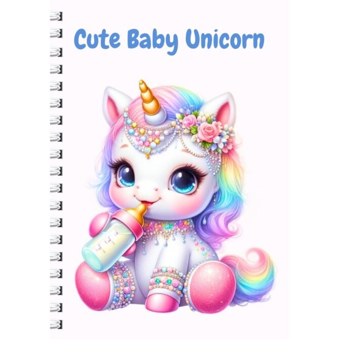Baby princess unicorn Diary Notebook/ Sweet Baby Diary Pakistan/ Cute unicorn Notebook (A5)