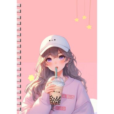 Cute Anime Girl Diary Journal Notebook- Boba Tea /Bubble tea Notebook Diary Journal (A5)