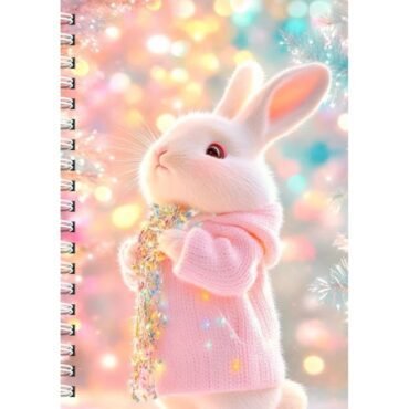 Cute Winter Bunny Diary/  Magical Kawaii Rabbit Journal/  Pastel Pink Notebook A5