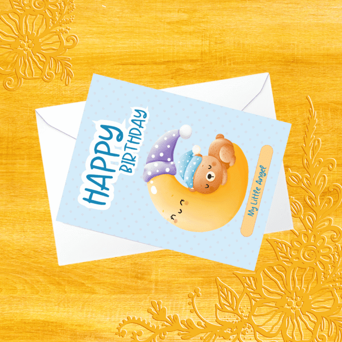 Cutesy Cute Birthday Card- with Sweet Lovable Baby Teddy Bear/ Little Angel Birthday Card
