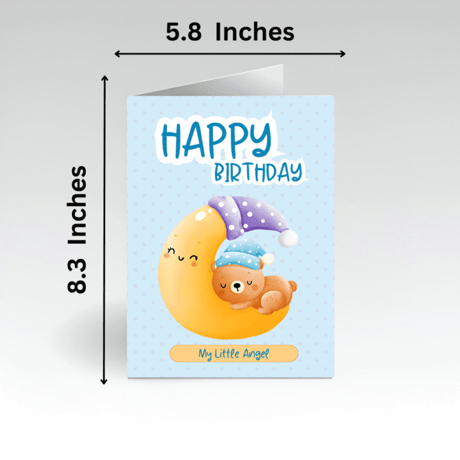 Cutesy Cute Birthday Card- with Sweet Lovable Baby Teddy Bear/ Little Angel Birthday Card