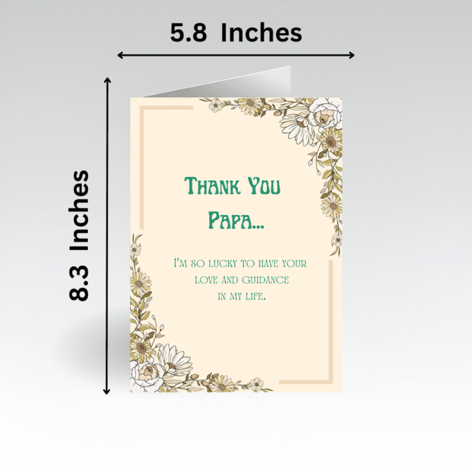 Elegant Sophisticated Thank You Papa Card- Decent Graceful Beautiful