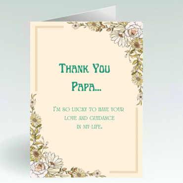 Elegant Sophisticated Thank You Papa Card- Decent Graceful Beautiful
