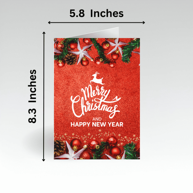 Glittery Merry Christmas & New Year Card- Beautiful Aesthetic Stylish
