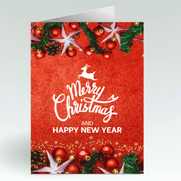 Glittery Merry Christmas & New Year Card- Beautiful Aesthetic Stylish