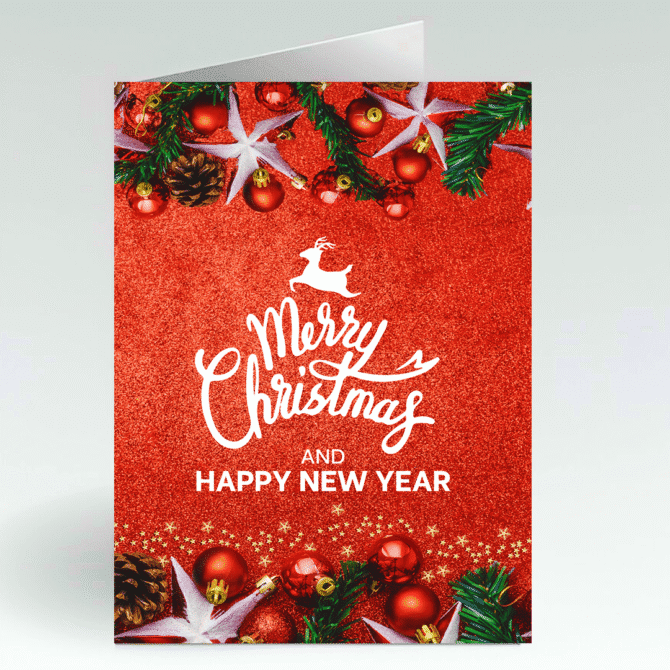Glittery Merry Christmas & New Year Card- Beautiful Aesthetic Stylish