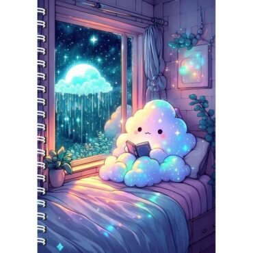Good Night Diary/ Cute Kawaii Cloud Notebook/ Magical Galaxy Journal