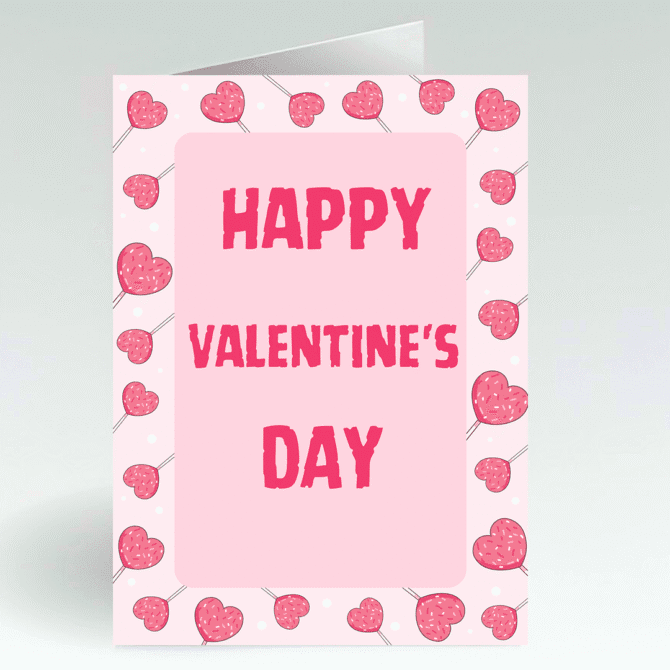 Happy Valentines Day Card- Cute Pink Hearts