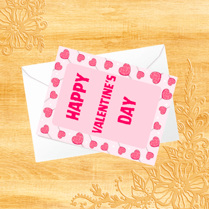 Happy Valentines Day Card- Cute Pink Hearts