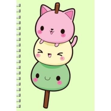 Kitty Dango Diary/ Kawaii Cat Skewer Notebook/ Cute food animal Journal