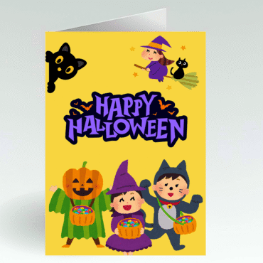Trick or Treat Happy Halloween Card- Cute Kids in Costume