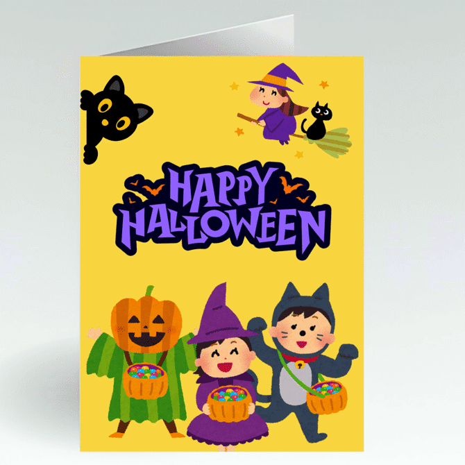 Trick or Treat Happy Halloween Card- Cute Kids in Costume