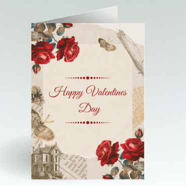 Vintage Valentines Day Card- Beautiful Roses