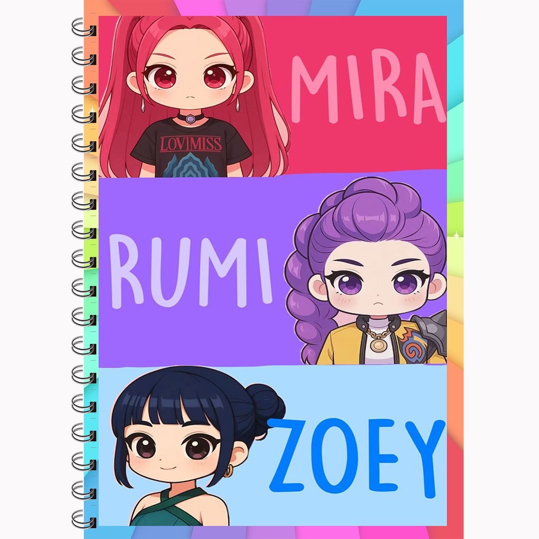 Demon Hunter Diary - Anime Girls Journal -Mira, Rumi & Zoey | Cute Chibi Character Notebook | A5 Notebook Writing Diary for Teens & Adults