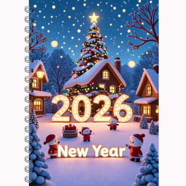 2026 New Year Cozy Winter Diary – Festive Snow Village Journal (A5)