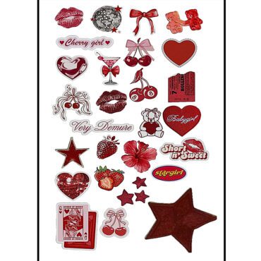 Red Cherry Girl Aesthetic Sticker Pack | 29 Premium Cherry Girl Coquette Red Aesthetic Sticker Pack Pakistan
