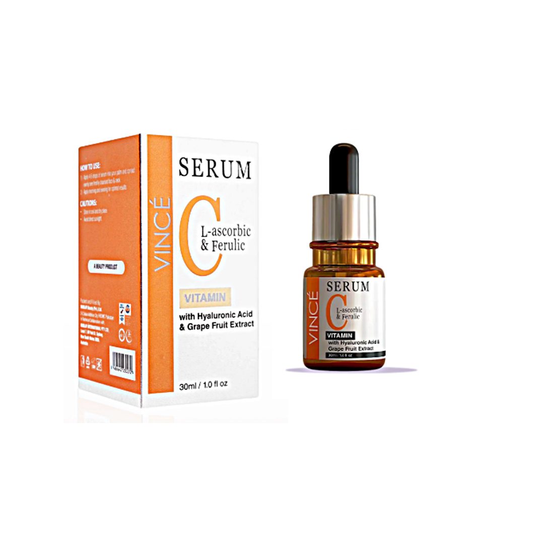 Vince Vitamin C Serum Pakistan | Vince Vitamin C L-Ascorbic Ferulic Acid Hyaluronic Acid Grapefruit Extract Brightening Anti-Aging Face Serum 30ml — Best Price FREE DELIVERY Pakistan