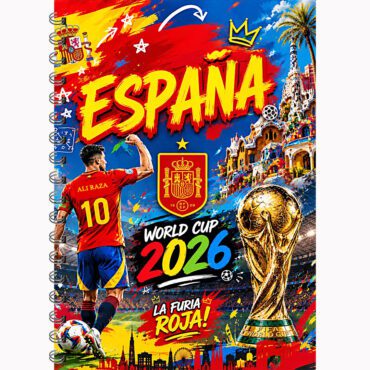 Spain World Cup 2026 Personalised Notebook A5 Pakistan | España FIFA World Cup 2026 Personalised Custom Name Jersey Spain La Furia Roja A5 Spiral Notebook — Custom Name on Spain Jersey — Best Football Gift Pakistan